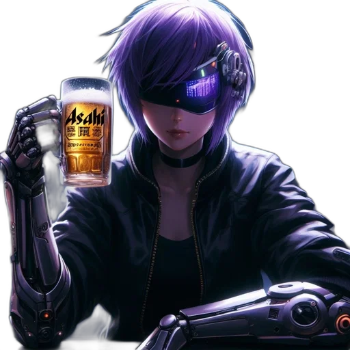robot, jacket, weapon, bottle transparent PNG cut-out