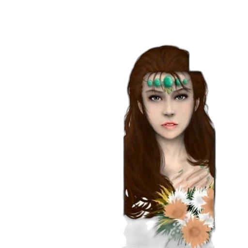 face, flower, fantasy art, photorealistic transparent PNG cut-out