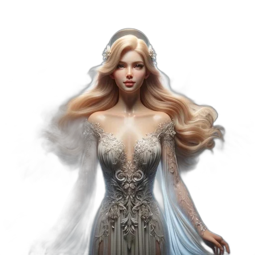 dress, jewelry, fantasy art, concept art transparent PNG cut-out