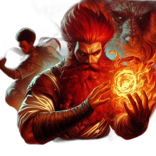 concept art, comic book art, fantasy art, fire transparent PNG cut-out