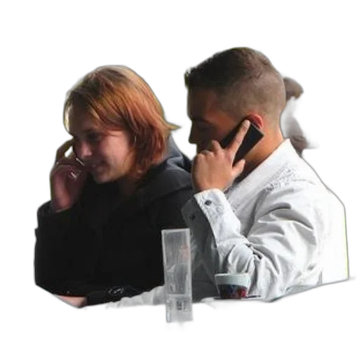 jacket, two, individuals, sit transparent PNG cut-out