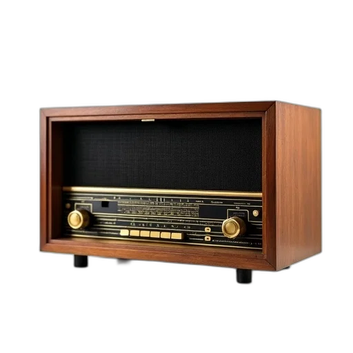 vintage, radio, wooden, exterior transparent PNG cut-out