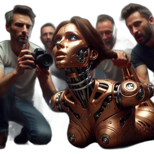 robot, concept art, cyberpunk, 3d render transparent PNG cut-out