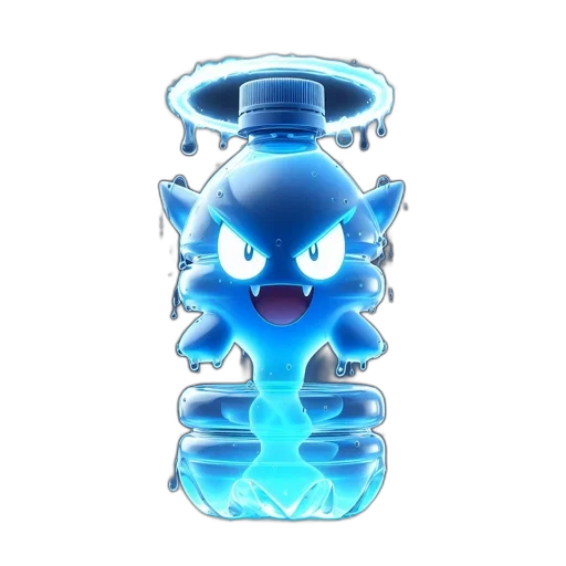 bottle, 3d render, vaporwave, concept art transparent PNG cut-out