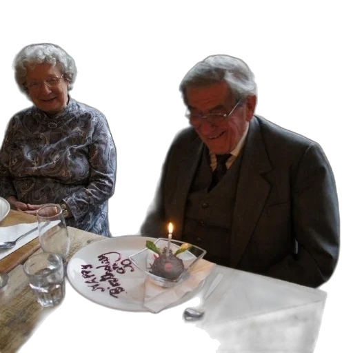 elderly, couple, sits, table transparent PNG cut-out