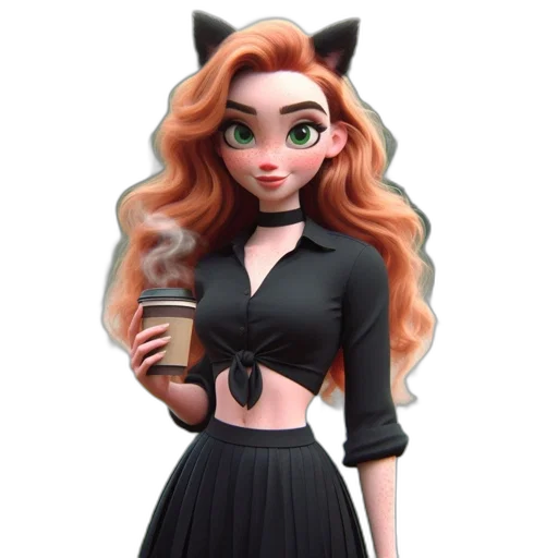 dress, staff, cartoon, 3d render transparent PNG cut-out
