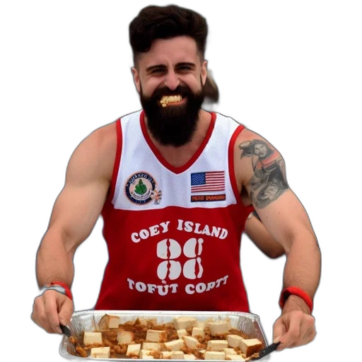 food, man, tofu, eating transparent PNG cut-out