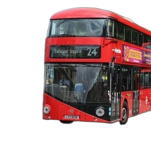 3d render, photorealistic, red, double-decker transparent PNG cut-out