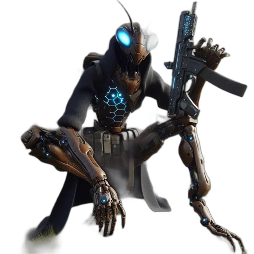 robot, weapon, staff, creature transparent PNG cut-out