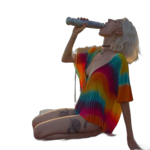 bottle, dress, jacket, vaporwave transparent PNG cut-out