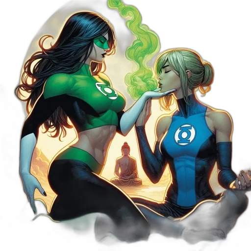comic book art, concept art, fire, green transparent PNG cut-out