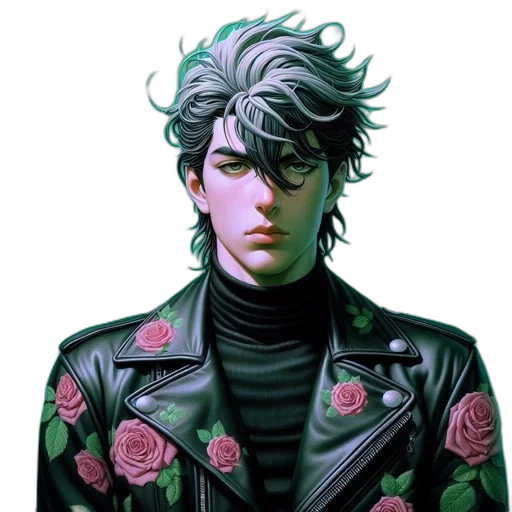 jacket, face, flower, creature transparent PNG cut-out