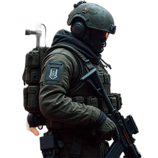 weapon, staff, mask, jacket transparent PNG cut-out