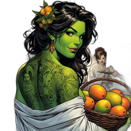 comic book art, concept art, fantasy art, green transparent PNG cut-out