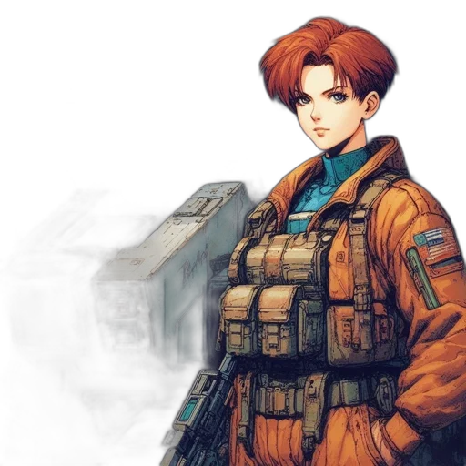 jacket, weapon, concept art, cyberpunk transparent PNG cut-out