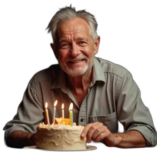 face, happy, birthday, old transparent PNG cut-out