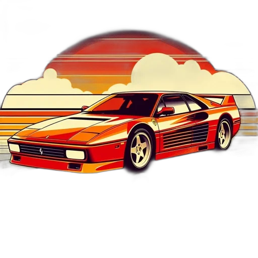 car, vaporwave, photorealistic, pixel art transparent PNG cut-out