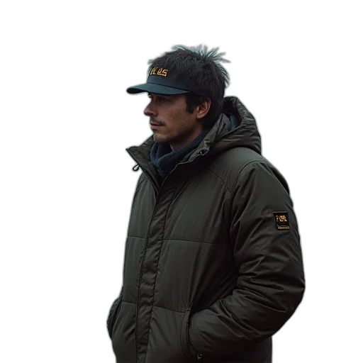 jacket, hat, staff, face transparent PNG cut-out
