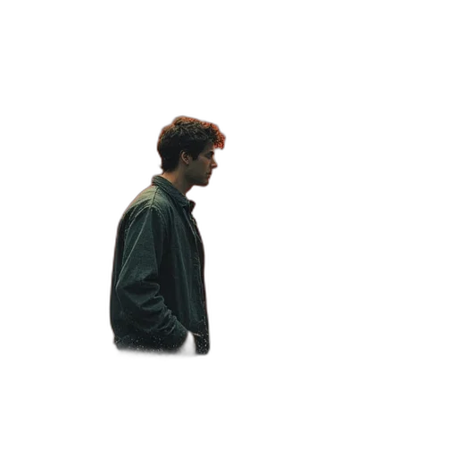 jacket, face, creature, staff transparent PNG cut-out