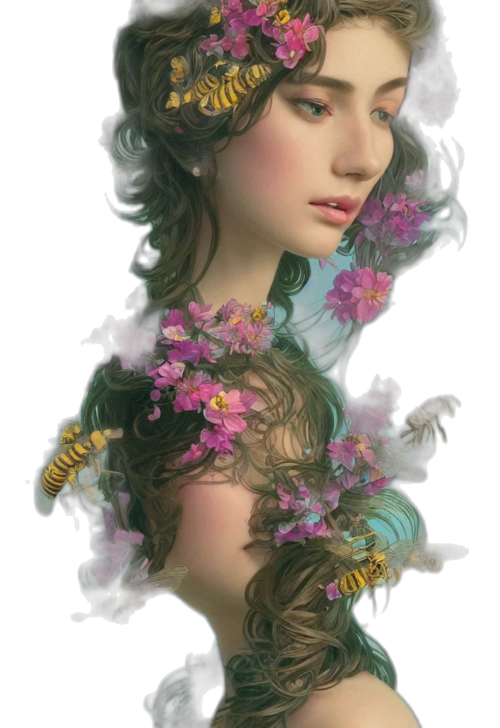 crown, dress, flower, face transparent PNG cut-out