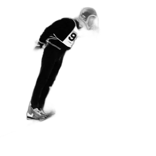 staff, photorealistic, monochrome, skier transparent PNG cut-out