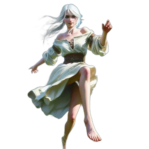 dress, staff, concept art, fantasy art transparent PNG cut-out
