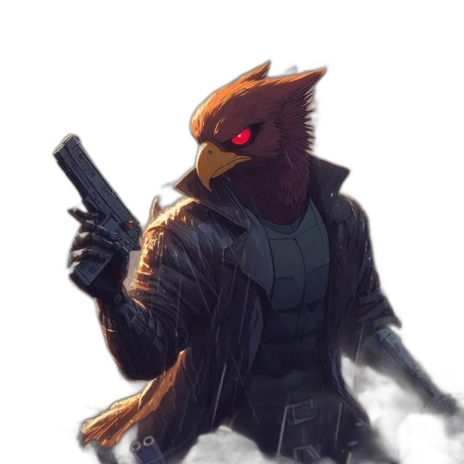 jacket, mask, staff, weapon transparent PNG cut-out
