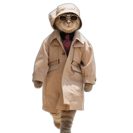 jacket, 3d render, concept art, cat transparent PNG cut-out