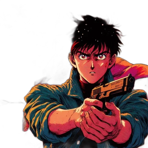 weapon, jacket, comic book art, anime transparent PNG cut-out
