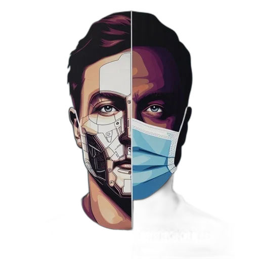 mask, face, comic book art, concept art transparent PNG cut-out