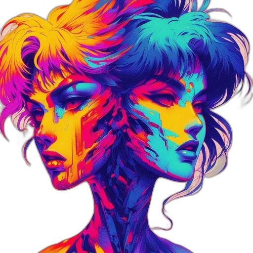 face, mask, hair, cyberpunk transparent PNG cut-out