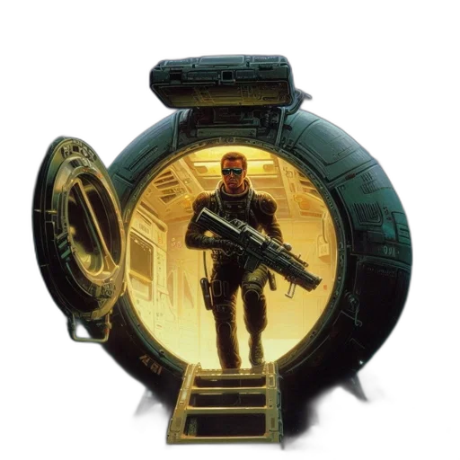 weapon, robot, concept art, cyberpunk transparent PNG cut-out
