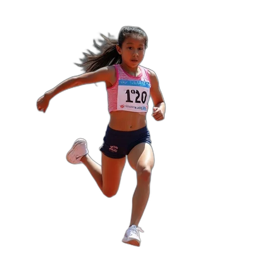 photorealistic, girl, runs, 100 transparent PNG cut-out