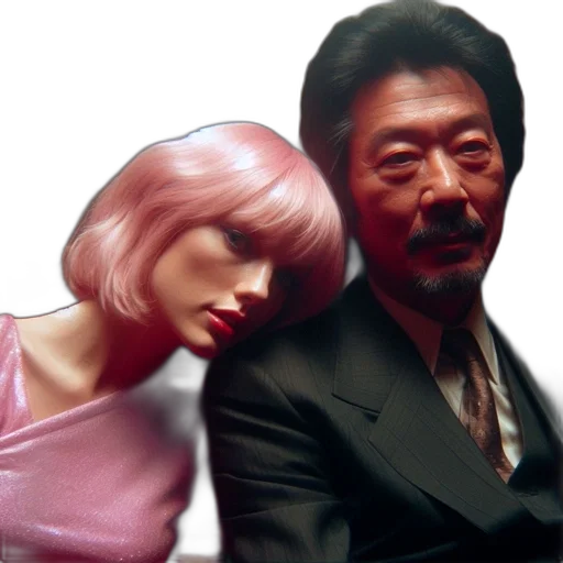 face, vaporwave, cyberpunk, photorealistic transparent PNG cut-out