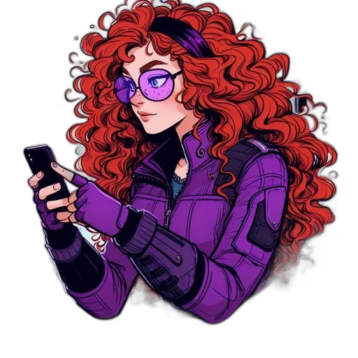 jacket, hair, robot, staff transparent PNG cut-out