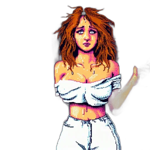 dress, jacket, hair, pixel art transparent PNG cut-out