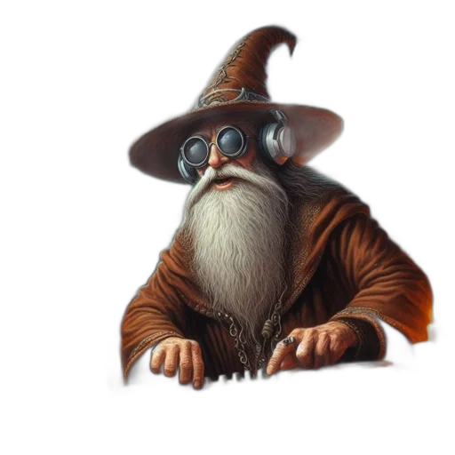 staff, hat, face, creature transparent PNG cut-out
