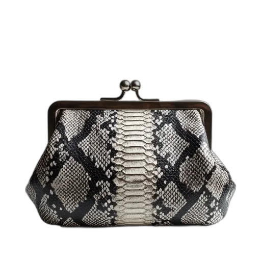 snake, print, purse, silver transparent PNG cut-out