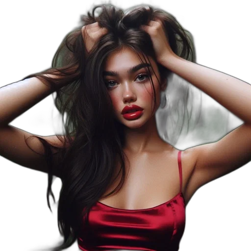 hair, jewelry, face, photorealistic transparent PNG cut-out