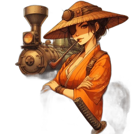 staff, weapon, hat, robot transparent PNG cut-out