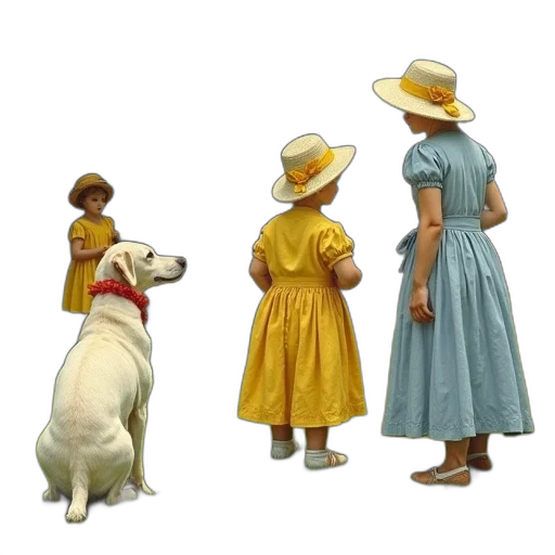 dress, hat, staff, animal transparent PNG cut-out