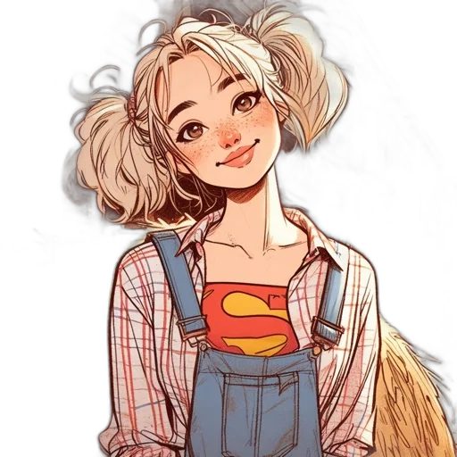 hair, comic book art, cartoon, watercolor transparent PNG cut-out