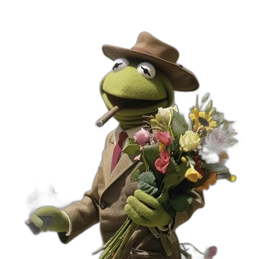 staff, flower, hat, jacket transparent PNG cut-out