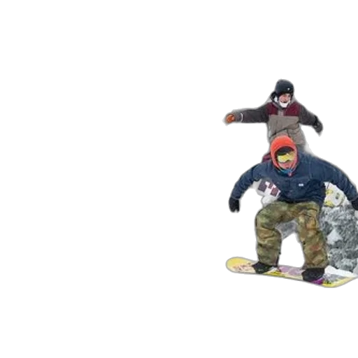 3d render, snow, group, snowboarders transparent PNG cut-out