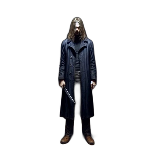 jacket, mask, staff, creature transparent PNG cut-out