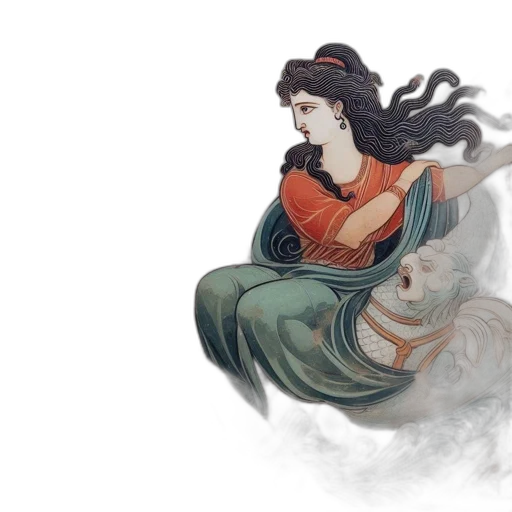 dragon, dress, sword, fantasy art transparent PNG cut-out