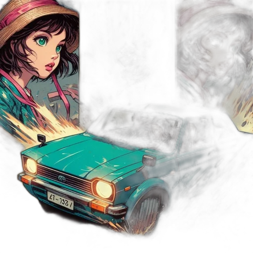 car, concept art, comic book art, fantasy art transparent PNG cut-out