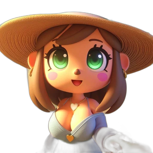 hat, staff, face, flower transparent PNG cut-out