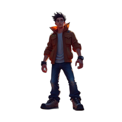 jacket, weapon, staff, creature transparent PNG cut-out
