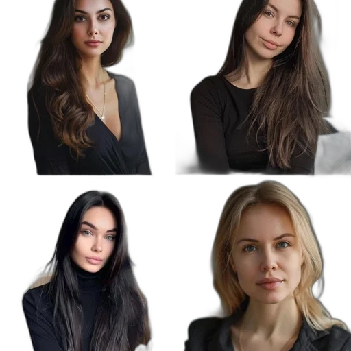 staff, face, hair, photorealistic transparent PNG cut-out